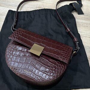 DEMELLIER Mini Oslo Burgundy Croc-Embossed Leather